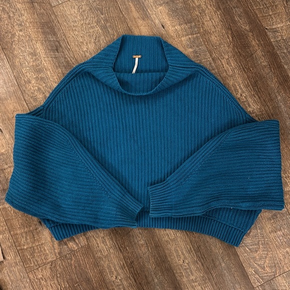 Free People Emma Mock Neck Cable Knit Sweater in Jewel tone - Picture 10 of 15